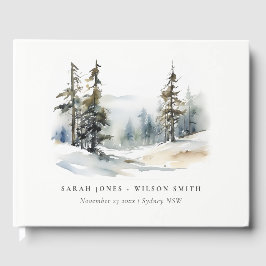 Winter Pine Tree Snow Landschaft Wasserfarbene Hoc Gästebuch