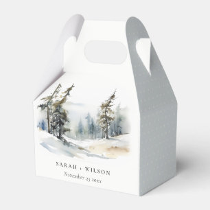 Winter Pine Tree Snow Landschaft Wasserfarbene Hoc Geschenkschachtel