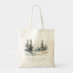 Winter Pine Tree Snow Landschaft Wasserfarbene Hoc Tragetasche