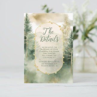 Winter Pine Tree Wald Rustikale Hochzeit Details Begleitkarte