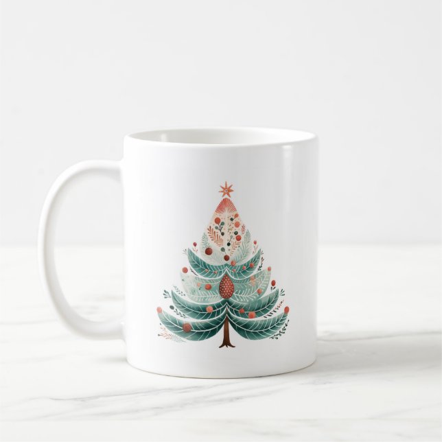 Winter Pine Tree Weihnachtskaffee Tasse (Links)