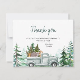 Winter Pine Trees Animals Truck Danke Karte