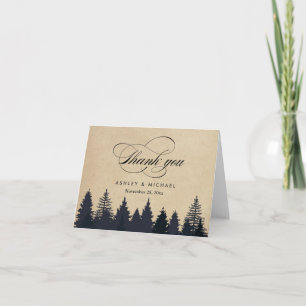 Winter Pine Trees Forest Script Kraft Vielen Dank Dankeskarte