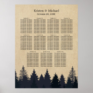 Winter Pine Trees Kraft Hochzeitstabelle Poster