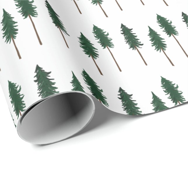 Winter Pine Trees Minimalistisch Retro Forest Must Geschenkpapier (Rolleneckpunkt)