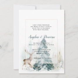Winter Pine Trees mit Stag Wedding Einladung