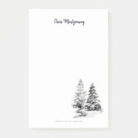 Winter Pine Trees Schwarz-weiß elegant handGezeich