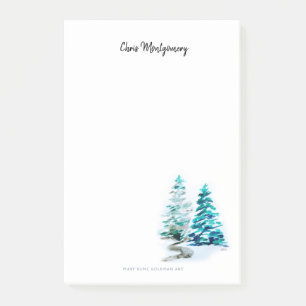 Winter Pine Trees Schwarz-weiß elegant handGezeich Post-it Klebezettel