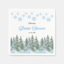 Winter Pine Trees Snowflakes Bridal Shower Serviette