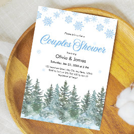 Winter Pine Trees Snowflakes Couples Bridal Shower Einladung