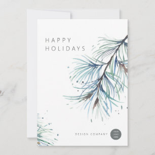 Winter Pine Watercolor Business Holiday Cards Feiertagskarte