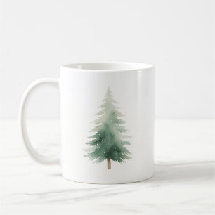 Winter Pine Weihnachtsbaum Wasserfarbe Kaffeemasch Kaffeetasse