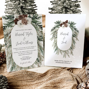 Winter Pine White Floral Wedding mit UAWG Einladung