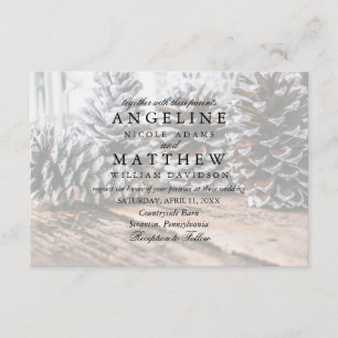 Winter Pinecone und Schneeflocken Hochzeitskarte Einladung