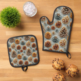 Winter Pinecones Harmonie Ofenhandschuh & Topflappen-Set