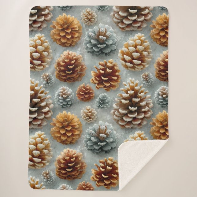Winter Pinecones Harmonie Sherpadecke (Vorderseite)