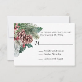 Winter Pinecones und Holly RSVP Card