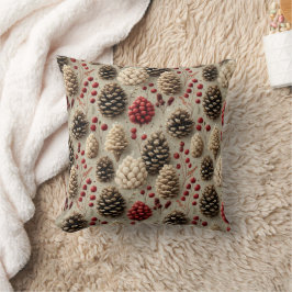 Winter Pinecones und Rote Berries Kissen