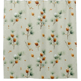 Winter Pinecones und Snowy Branches Duschvorhang