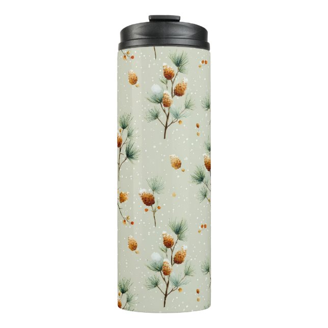 Winter Pinecones und Snowy Branches Thermosbecher (Vorderseite)