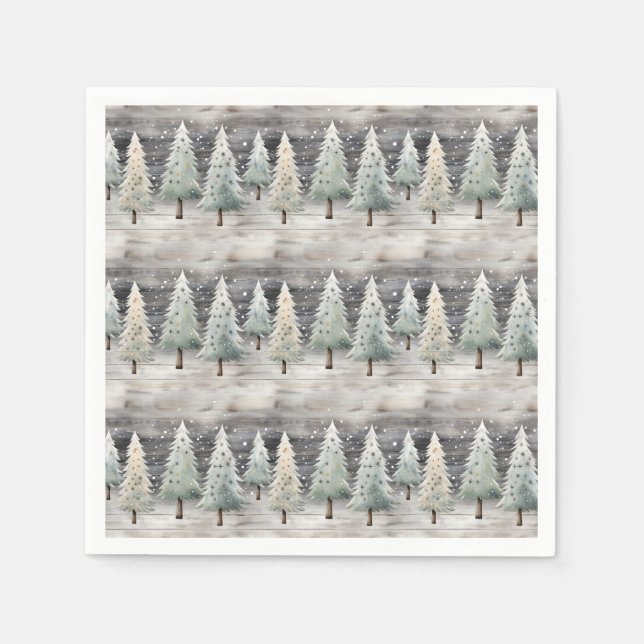 Winter Pines & Holiday Sentiments Serviette (Vorderseite)