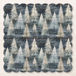 Winter Pines & Holiday Sentiments Untersetzer