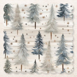 Winter Pines & Holiday Sentiments Untersetzer