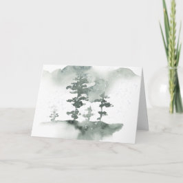 Winter Pines Watercolor Urlaub Karte
