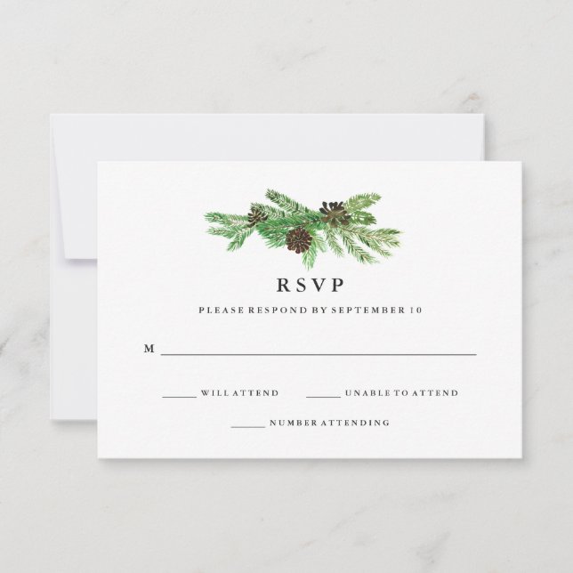 Winter Pines Wedding RSVP (Vorderseite)