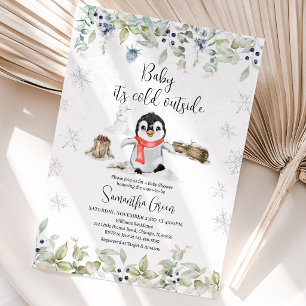 Winter Pinguin Baby Dusche Einladung
