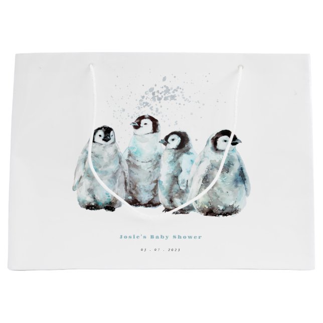 Winter-Pinguin-Baby-Shower Große Geschenktüte (Vorderseite)