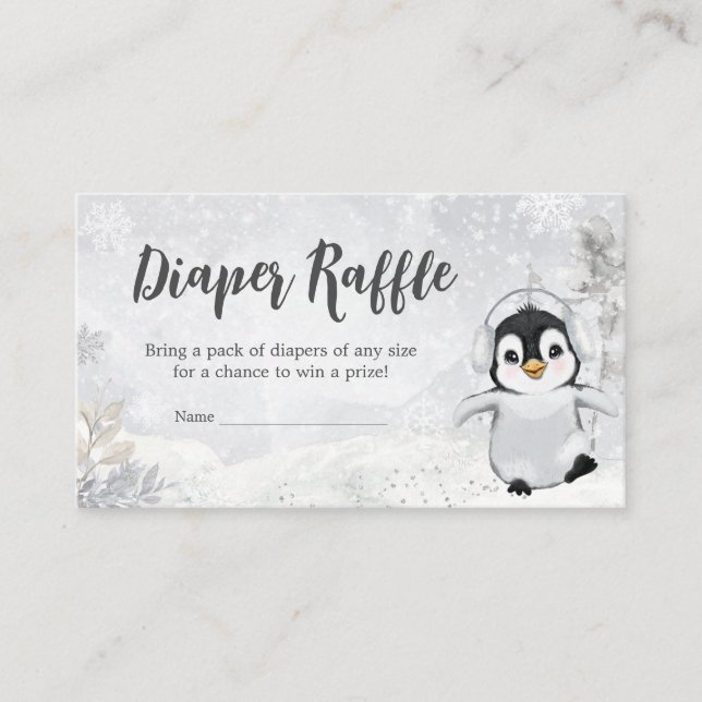 Winter Pinguin Babydusche Windelwanne Begleitkarte (Vorderseite)