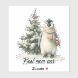 Winter-Pinguin „Beste Mutter überhaupt“ Design Aufkleber