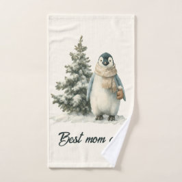 Winter-Pinguin „Beste Mutter überhaupt“ Design Badhandtuch Set