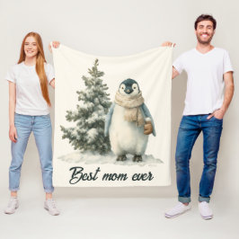 Winter-Pinguin „Beste Mutter überhaupt“ Design Fleecedecke