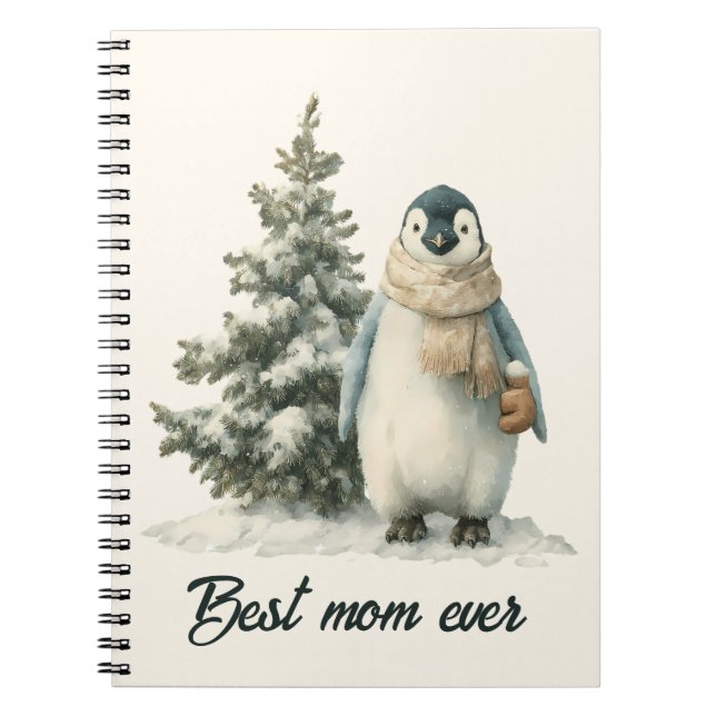 Winter-Pinguin „Beste Mutter überhaupt“ Design Notizblock (Vorderseite)