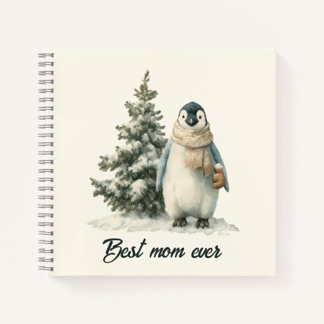 Winter-Pinguin „Beste Mutter überhaupt“ Design Notizbuch (Vorderseite)