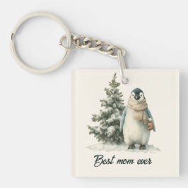Winter-Pinguin „Beste Mutter überhaupt“ Design Schlüsselanhänger