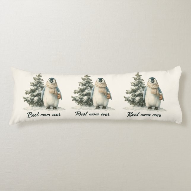 Winter-Pinguin „Beste Mutter überhaupt“ Design Seitenschläferkissen (Vorderseite)