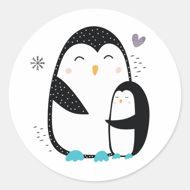 Winter Pinguin Doodle Stickers (Vorderseite)