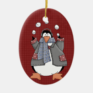 Winter Pinguin Keramik Weihnachtsschmuck