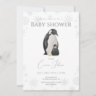 Winter Pinguin Kinderdusche Einladung   Snowflake