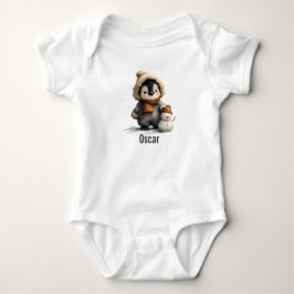 Winter-Pinguin mit Schneemann-Design Baby Strampler
