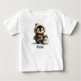 Winter-Pinguin mit Schneemann-Design Baby T-shirt