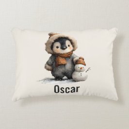 Winter-Pinguin mit Schneemann-Design Dekokissen