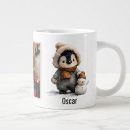 Winter-Pinguin mit Schneemann-Design Jumbo-Tasse