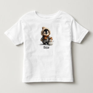 Winter-Pinguin mit Schneemann-Design Kleinkind T-shirt