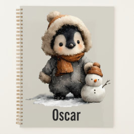 Winter-Pinguin mit Schneemann-Design Planer