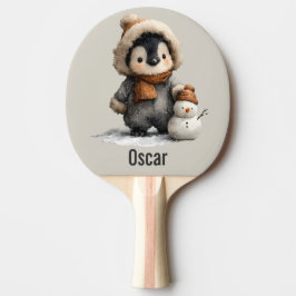 Winter-Pinguin mit Schneemann-Design Tischtennis Schläger