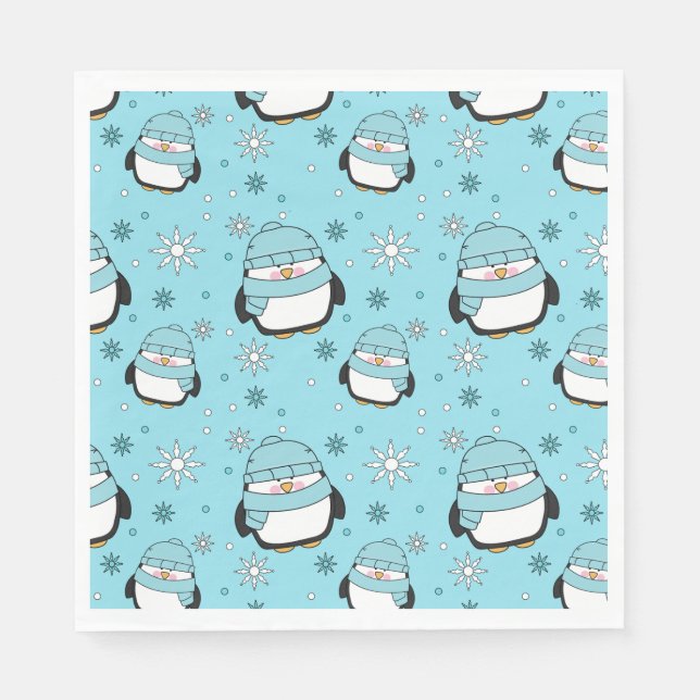 Winter Pinguin Paper Napkins Serviette (Vorderseite)